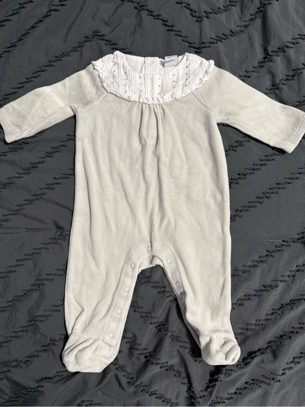 Janie and Jack Cream Ruffled Collar Footed One-Piece